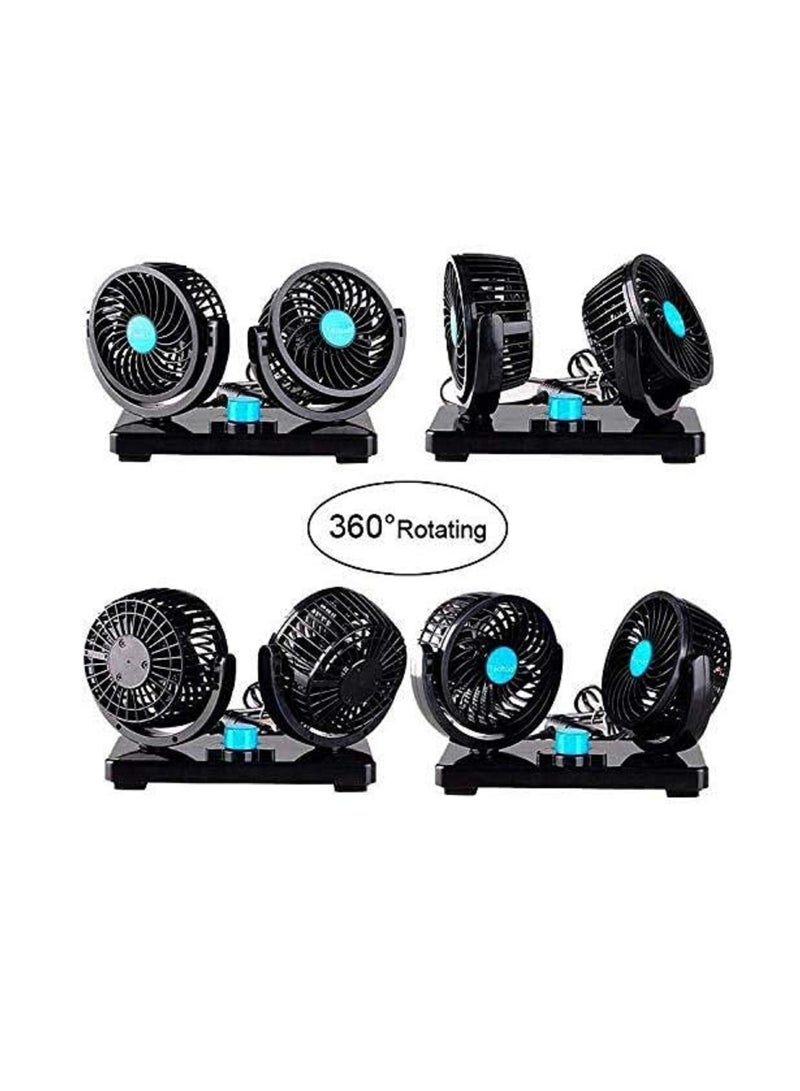 12V Electric Car Fan 360 Degree Rotatable Dual Head Car Auto Cooling Air Fan Powerful Quiet 2 Speed - Image 3