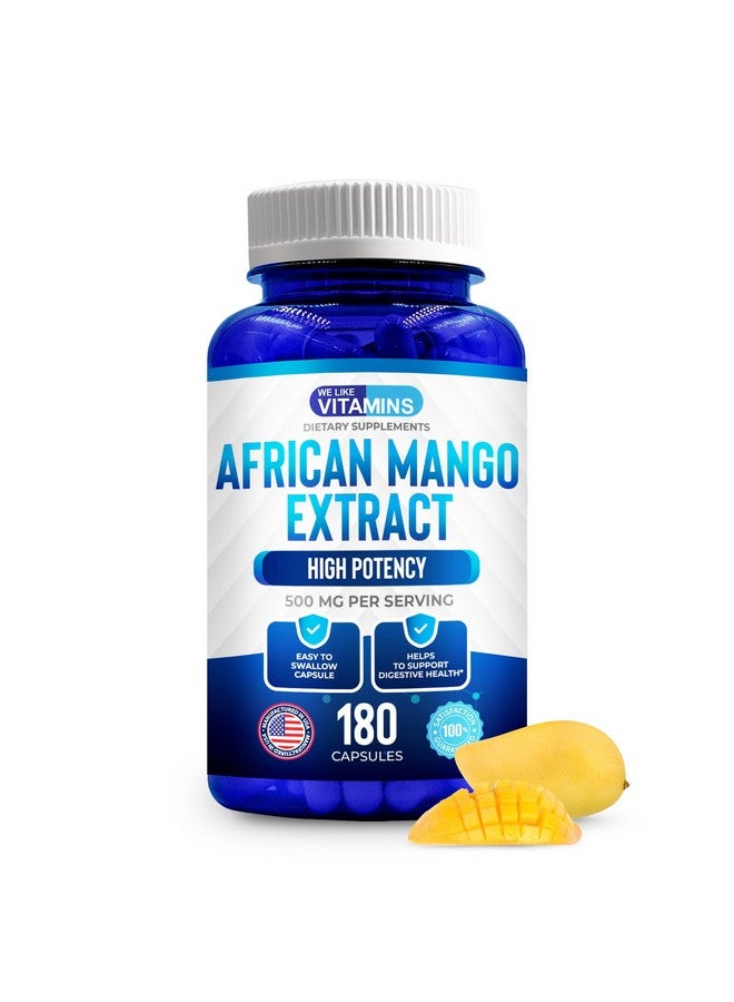 We Like Vitamins African Mango Extract 500mg - 5000mg Equivalent 10:1-180 Capsules - 6 Month Supply of African Mango Capsules - Supports Metabolism of Fat and Digestive Health - Image 1