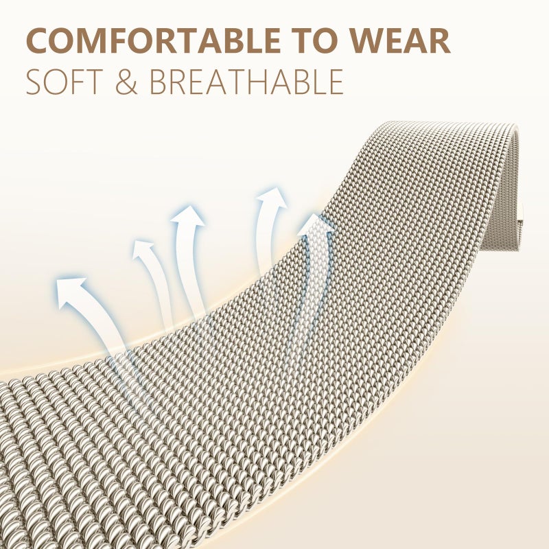 Dirrelo Band Compatible with Apple Watch Bands for Women 40mm 41mm 42mm 44mm 45mm 49mm 38mm, Stainless Steel Mesh Loop Magnetic Clasp Wristband for iWatch Ultra 2 Series 9 8 SE 7 6 5 4 3 2 1,Starlight - Image 3