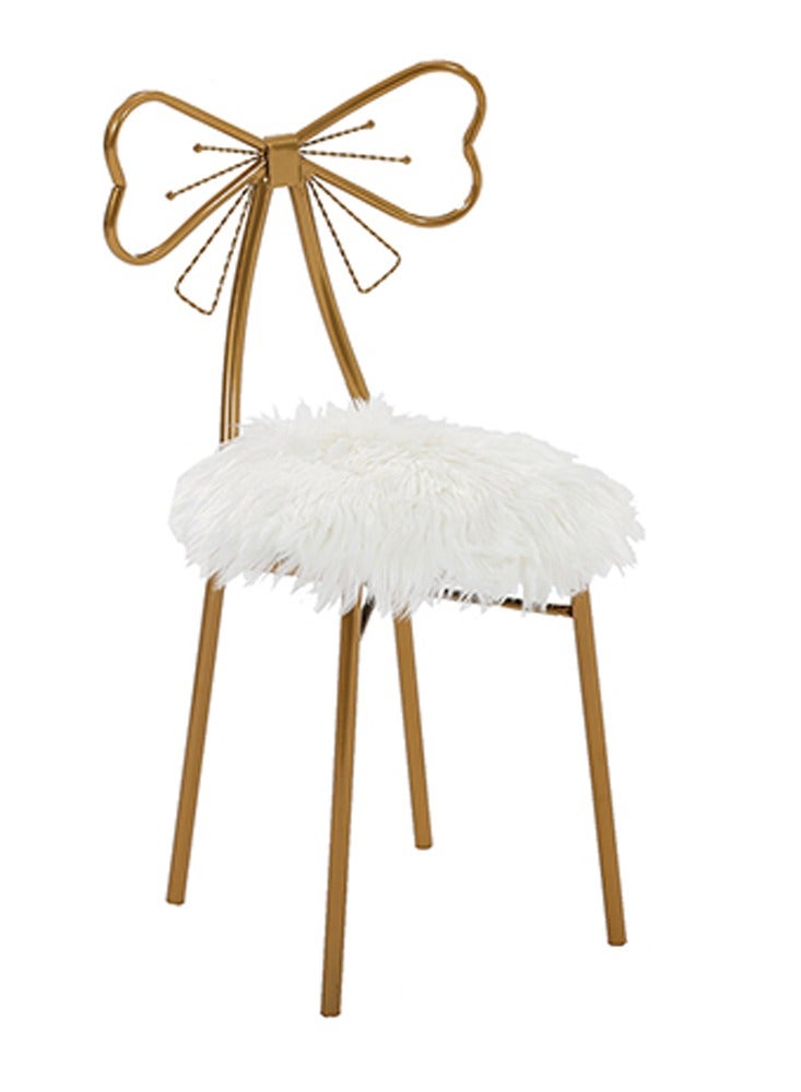 LINGWEI Makeup Chair Metal Butterfly Vanity Chair Butterfly Backrest Makeup Stool Padded Seat Vanity Stool with Butterfly Backrest Child Dining Chair Furniture Bedroom Makeup Stool - Image 1