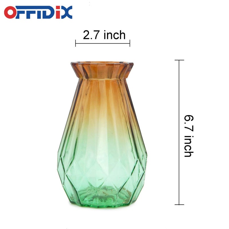 OFFIDIX Glass Vase Gradient Multicolor with Geometric Faceted Design Floral Vase for Home  Business  Events or Weddings - Image 2