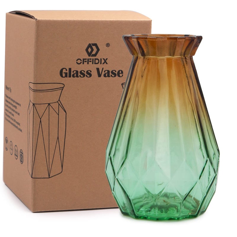 OFFIDIX Glass Vase Gradient Multicolor with Geometric Faceted Design Floral Vase for Home  Business  Events or Weddings - Image 3