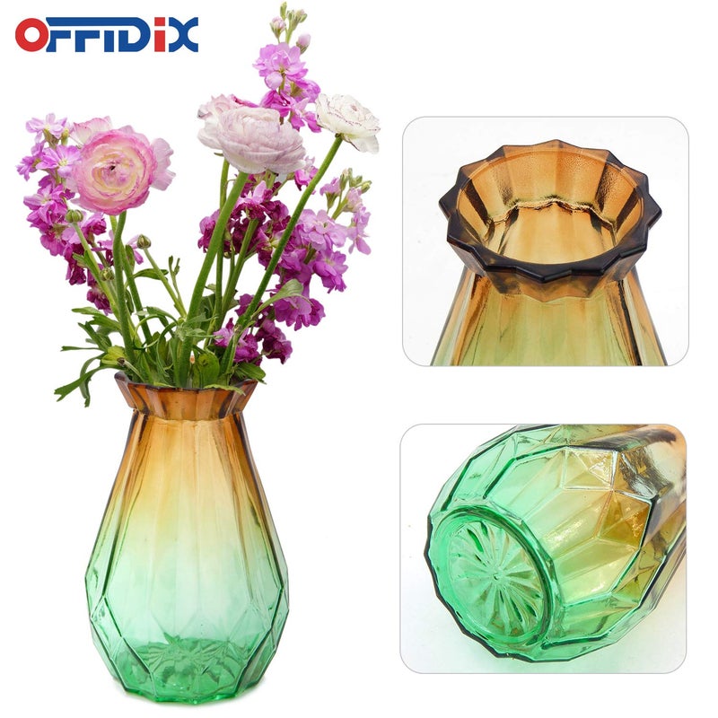 OFFIDIX Glass Vase Gradient Multicolor with Geometric Faceted Design Floral Vase for Home  Business  Events or Weddings - Image 4