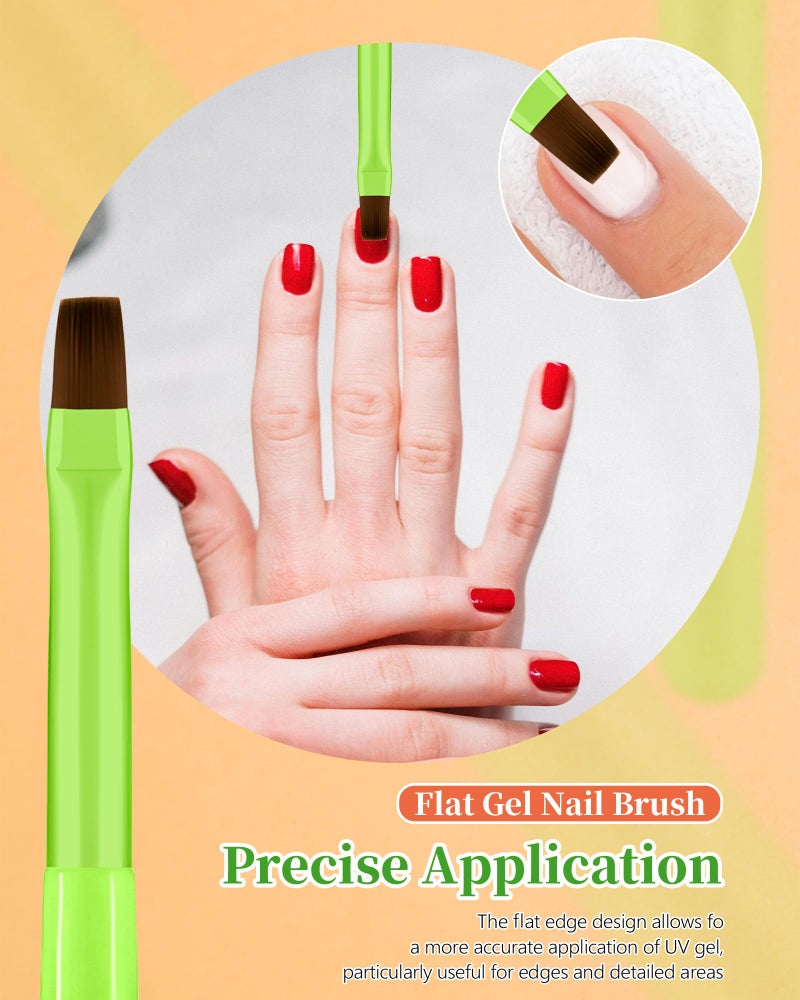 AMilHiTon 3PCS Nail Polish Clean Up Brush, Round&Falt&Angled Acetone Resistant Nail Brush for OPI Nail Polish Remover, Fingernail Cleaning Brushes at Home Nail Art and Designs(Bright Green) - Image 3