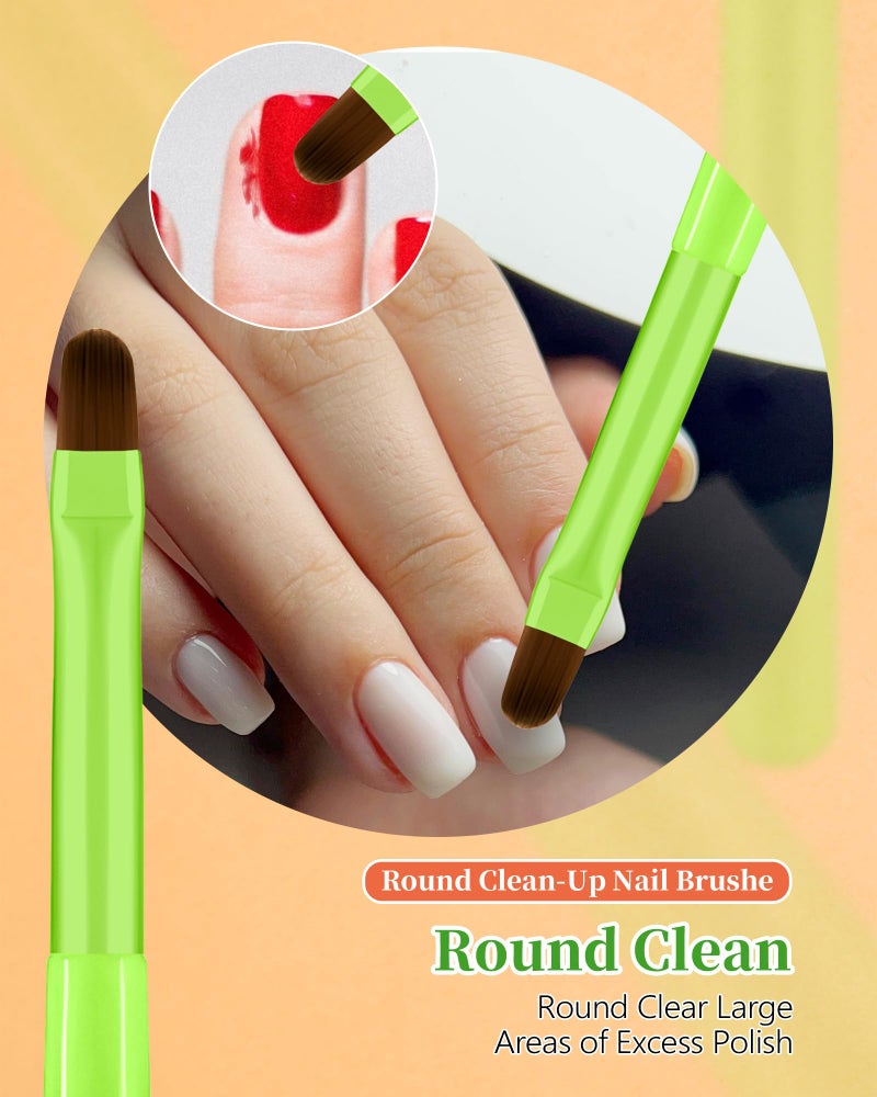 AMilHiTon 3PCS Nail Polish Clean Up Brush, Round&Falt&Angled Acetone Resistant Nail Brush for OPI Nail Polish Remover, Fingernail Cleaning Brushes at Home Nail Art and Designs(Bright Green) - Image 4