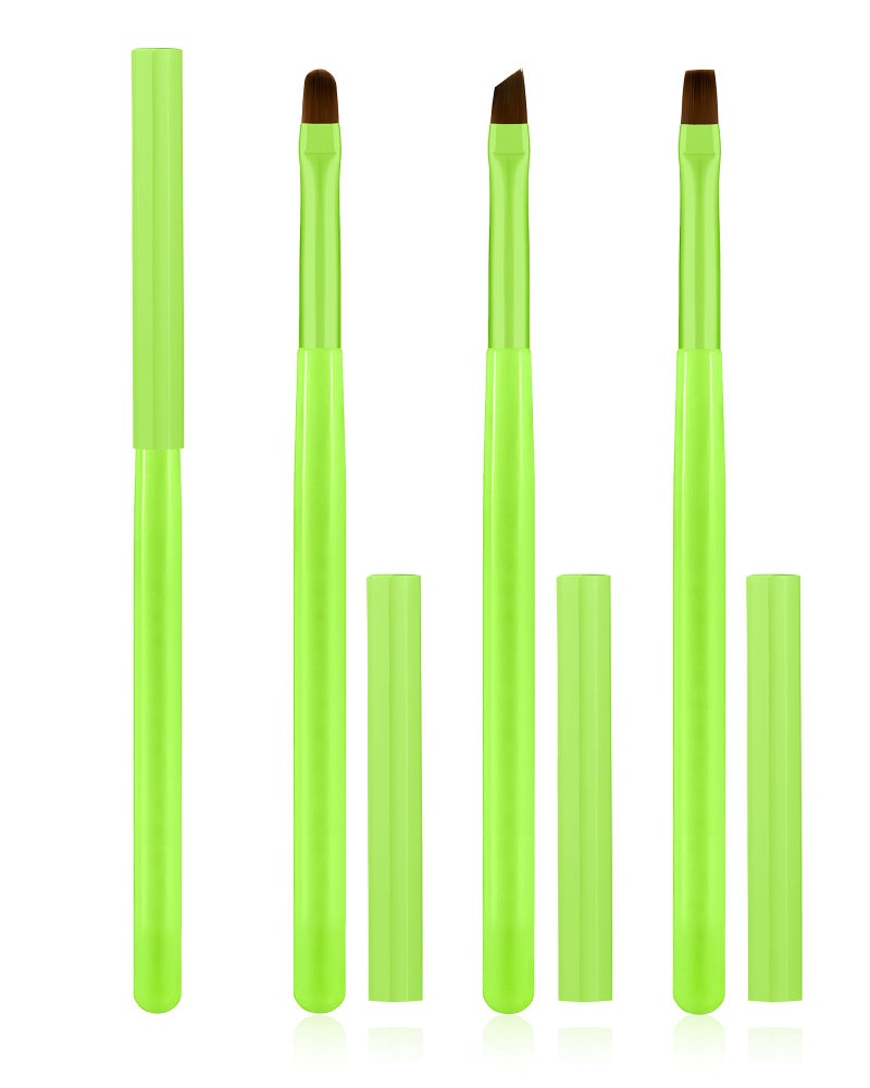 AMilHiTon 3PCS Nail Polish Clean Up Brush, Round&Falt&Angled Acetone Resistant Nail Brush for OPI Nail Polish Remover, Fingernail Cleaning Brushes at Home Nail Art and Designs(Bright Green) - Image 1