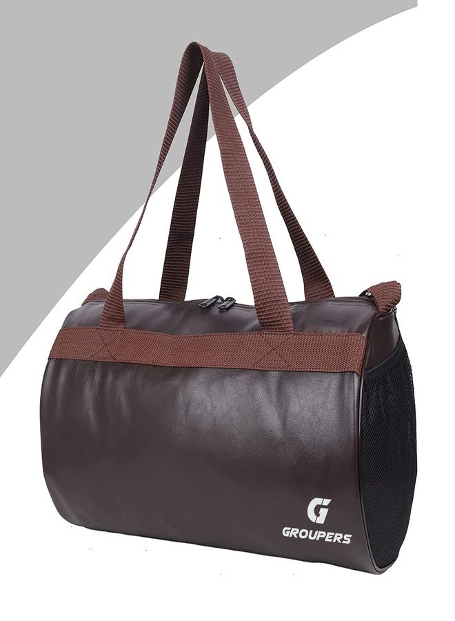 Groupers Gym Bag Combo 20-25L - Brown Sports & Travel Duffel for Men & Women + 700ml Shaker, Fitness Kit & Workout Gear - Image 4