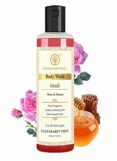 Khadi Natural Khadi Natural Rose and Honey Body Wash Cleaner and glowing skin Fragrance of rose and honey SLS and Paraben Free Suitable for all skin types 210ml  - Image 1