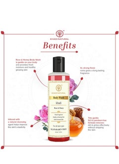 Khadi Natural Khadi Natural Rose and Honey Body Wash Cleaner and glowing skin Fragrance of rose and honey SLS and Paraben Free Suitable for all skin types 210ml  - Image 2