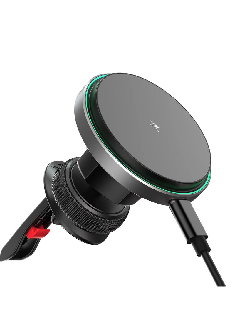 SYOSI Magnetic Wireless Car Charger with Cooling Fan Magnets Automatically Aligns The Phone Compatible car Mount Charger iPhone 13 12 Series Phones and Cases - Image 1