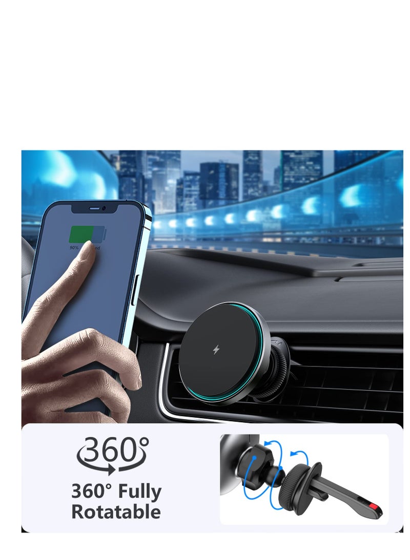 SYOSI Magnetic Wireless Car Charger with Cooling Fan Magnets Automatically Aligns The Phone Compatible car Mount Charger iPhone 13 12 Series Phones and Cases - Image 2