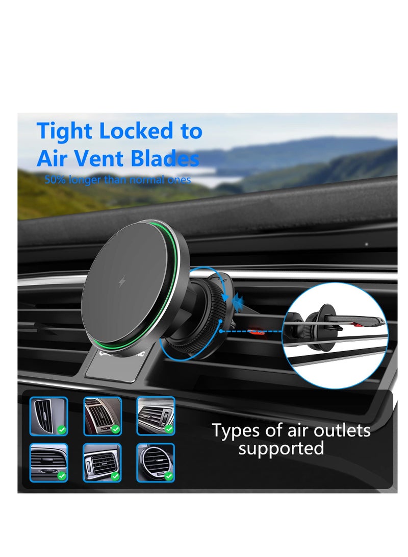 SYOSI Magnetic Wireless Car Charger with Cooling Fan Magnets Automatically Aligns The Phone Compatible car Mount Charger iPhone 13 12 Series Phones and Cases - Image 3