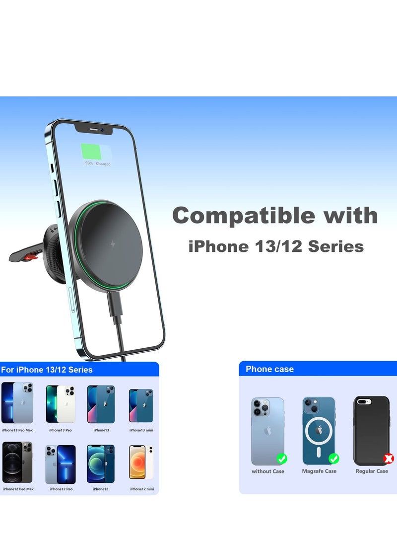 SYOSI Magnetic Wireless Car Charger with Cooling Fan Magnets Automatically Aligns The Phone Compatible car Mount Charger iPhone 13 12 Series Phones and Cases - Image 5