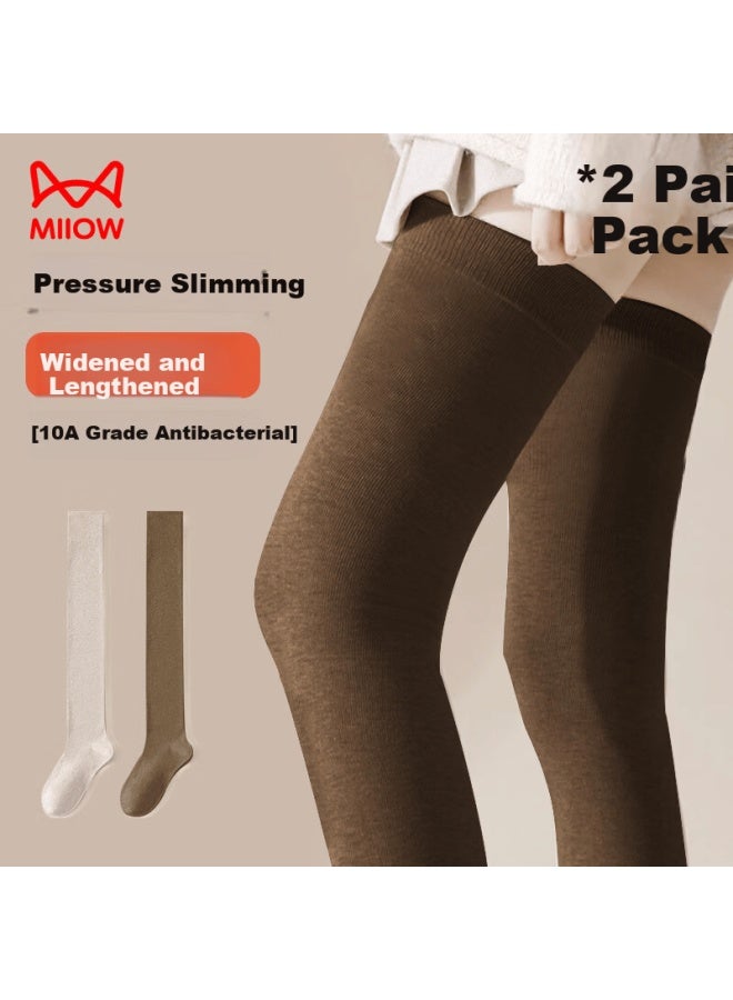 MIIOW Women's Thermal Cotton Over-the-knee Thigh-high Jk Socks, 2 Pairs, Autumn Winter - Image 2
