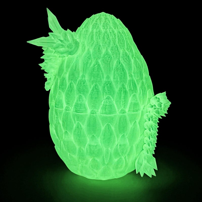 Flavery 3D Dragon Egg - Glow in The Dark - Surprise Egg with Flexible Crystal Dragon Inside, 3D Printed Gift, Articulated Animal Figurine, Desk Pet Decor - Image 1