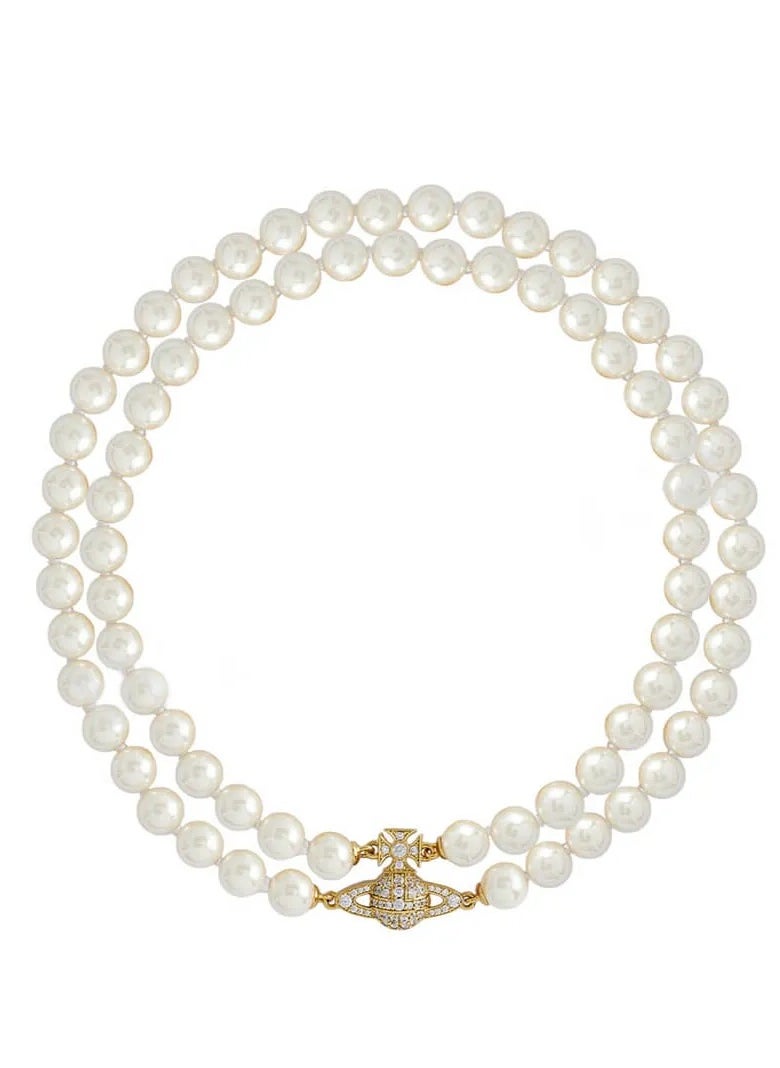 Vivienne Westwood Vivienne Westwood Double Pearl Saturn Necklace  - Image 1
