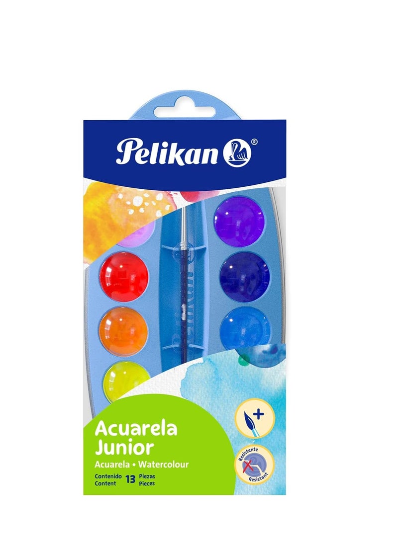 Pelikan Junior Watercolor and Brush Set, 12 Colors - Image 1