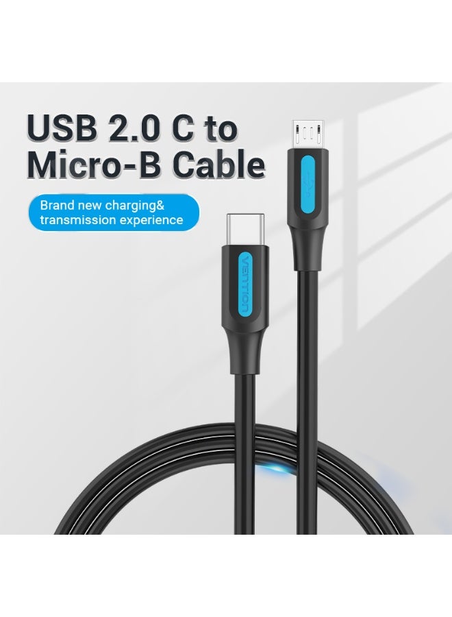 VENTION USB 2.0 C Male to Micro-B Male 2A Cable   Black Model - Image 2