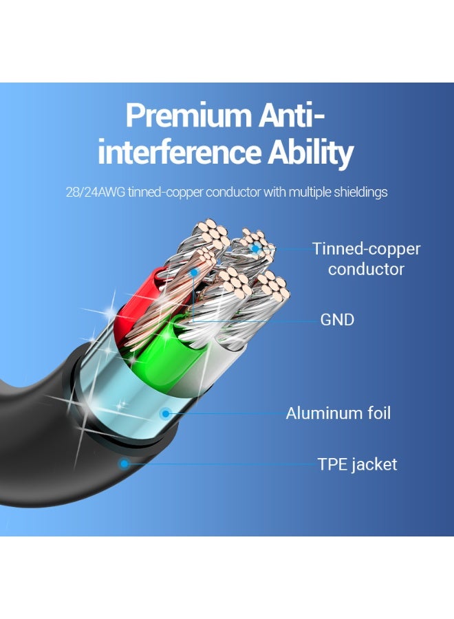 VENTION USB 2.0 C Male to Micro-B Male 2A Cable   Black Model - Image 3