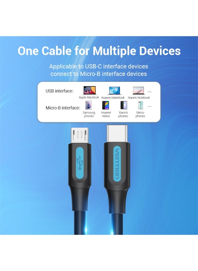 VENTION USB 2.0 C Male to Micro-B Male 2A Cable   Black Model - Image 4