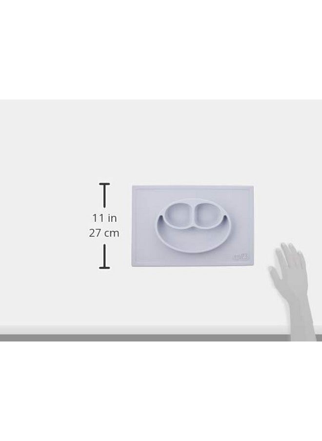 ezpz ezpz Happy Mat - 100% Food Grade Silicone Suction Plate with Built-in Placemat for Toddlers Smile Design Plates Promotes Baby Led Weaning - Divided Plate - Microwave, Oven & Dishwasher Safe (Pewter)  - Image 3