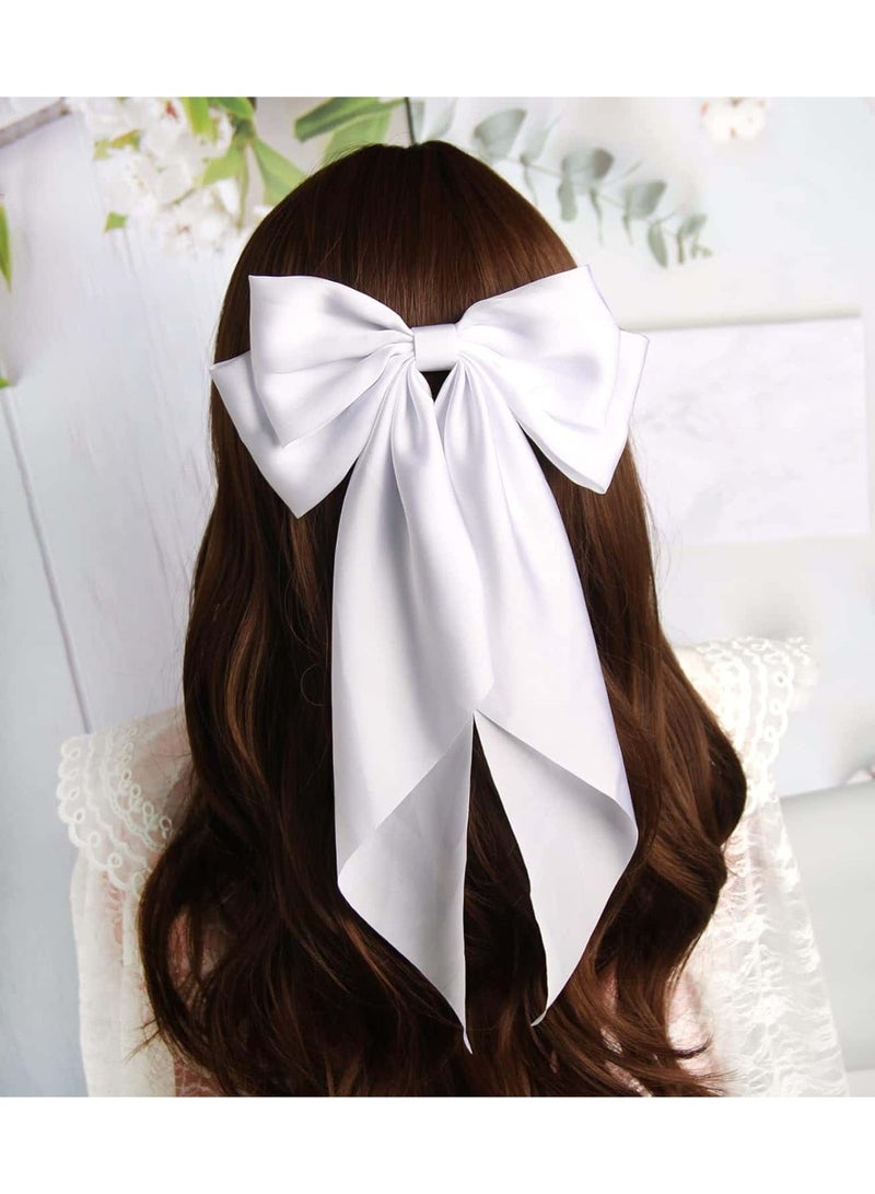 ميتوي 2 قطعة حريري الشعر المشابك للنساء باريت شريط من الساتان بلون بونوت دبوس الشعر (أسود أبيض) - Image 4