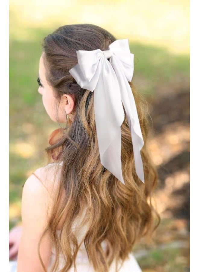 ميتوي 2 قطعة حريري الشعر المشابك للنساء باريت شريط من الساتان بلون بونوت دبوس الشعر (أسود أبيض) - Image 2