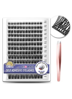 FLOMAZE FLOMAZE Self Adhesive Eyelashes, 156 PCS Self Adhesive Eyelash Clusters, No Glue Needed, Dual-row Glue Strips 8-16mm Mixed Individual Lash Extension Super Sticky Reusable False Lashes  - Image 1