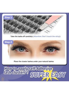 FLOMAZE FLOMAZE Self Adhesive Eyelashes, 156 PCS Self Adhesive Eyelash Clusters, No Glue Needed, Dual-row Glue Strips 8-16mm Mixed Individual Lash Extension Super Sticky Reusable False Lashes  - Image 4