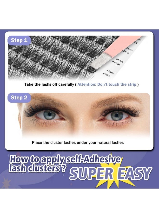 FLOMAZE - FLOMAZE Self Adhesive Eyelashes, 156 PCS Self Adhesive Eyelash Clusters, No Glue Needed, Dual-row Glue Strips 8-16mm Mixed Individual Lash Extension Super Sticky Reusable False Lashes - Image 1