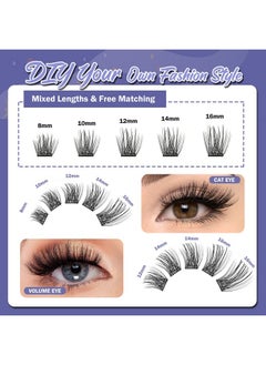 FLOMAZE FLOMAZE Self Adhesive Eyelashes, 156 PCS Self Adhesive Eyelash Clusters, No Glue Needed, Dual-row Glue Strips 8-16mm Mixed Individual Lash Extension Super Sticky Reusable False Lashes  - Image 5