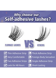 FLOMAZE FLOMAZE Self Adhesive Eyelashes, 156 PCS Self Adhesive Eyelash Clusters, No Glue Needed, Dual-row Glue Strips 8-16mm Mixed Individual Lash Extension Super Sticky Reusable False Lashes  - Image 2