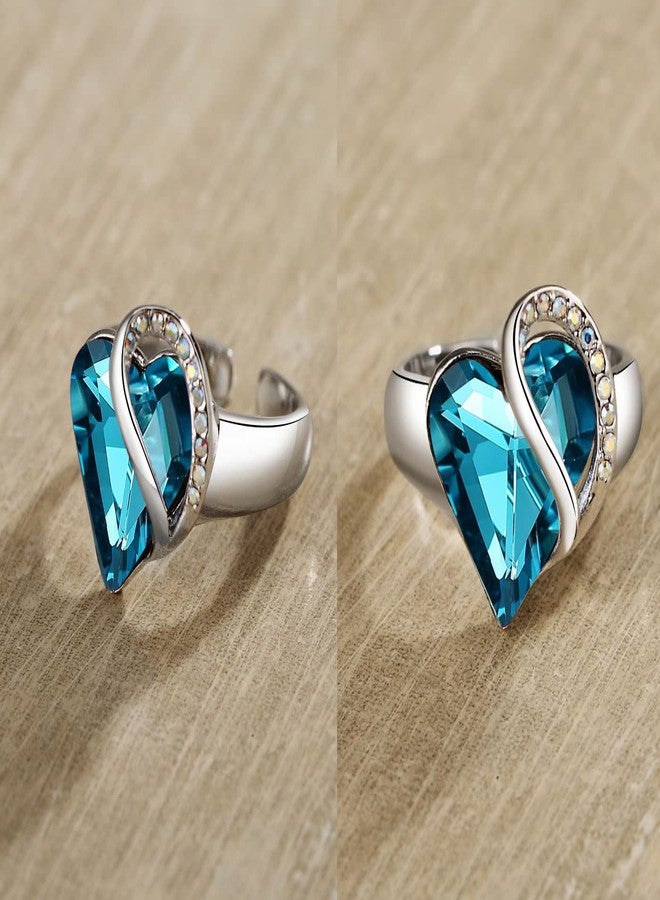 Leafael خاتم الحب اللانهائي للنساء من ليفيل مع زركون إنديكلوت الأزرق كحجر ميلاد لشهر ديسمبر، حجر شفاء للاسترخاء، هدايا للنساء، لون فضي، مفتوح من الطرف، مقاس 6.5-21 - Image 2