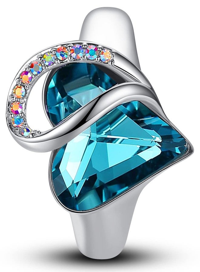 Leafael خاتم الحب اللانهائي للنساء من ليفيل مع زركون إنديكلوت الأزرق كحجر ميلاد لشهر ديسمبر، حجر شفاء للاسترخاء، هدايا للنساء، لون فضي، مفتوح من الطرف، مقاس 6.5-21 - Image 1