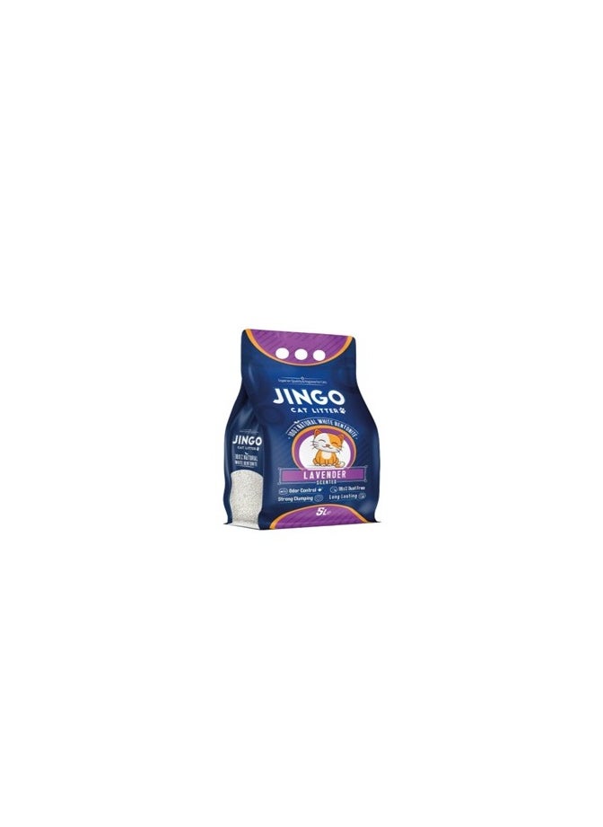 JINGO Jingo cat litter 100% natural white bentonite lavender 5 lietr 
