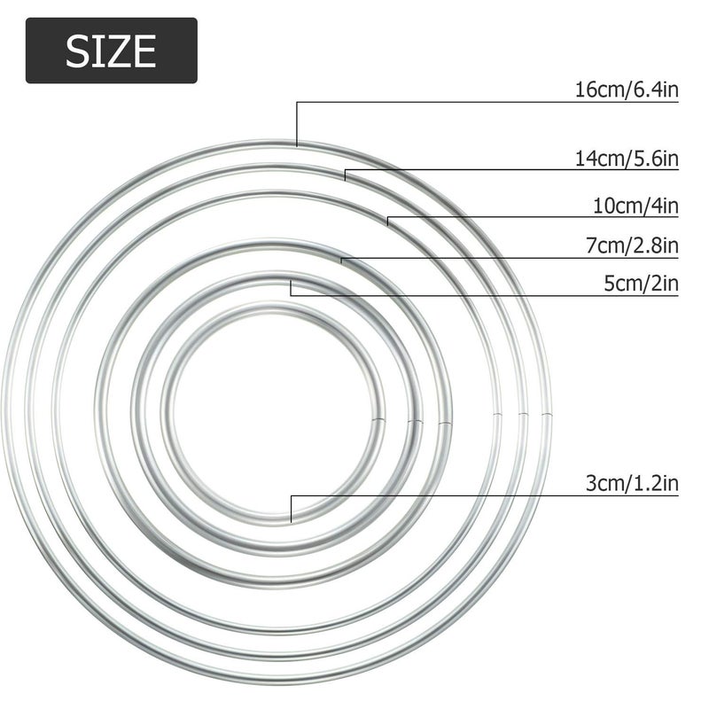Hotop Metal Rings Hoops Metal Dream Catcher Macrame Steel Craft Rings Floral Hoop for Wreaths Macrame Projects(24 Pcs,Circle) - Image 2