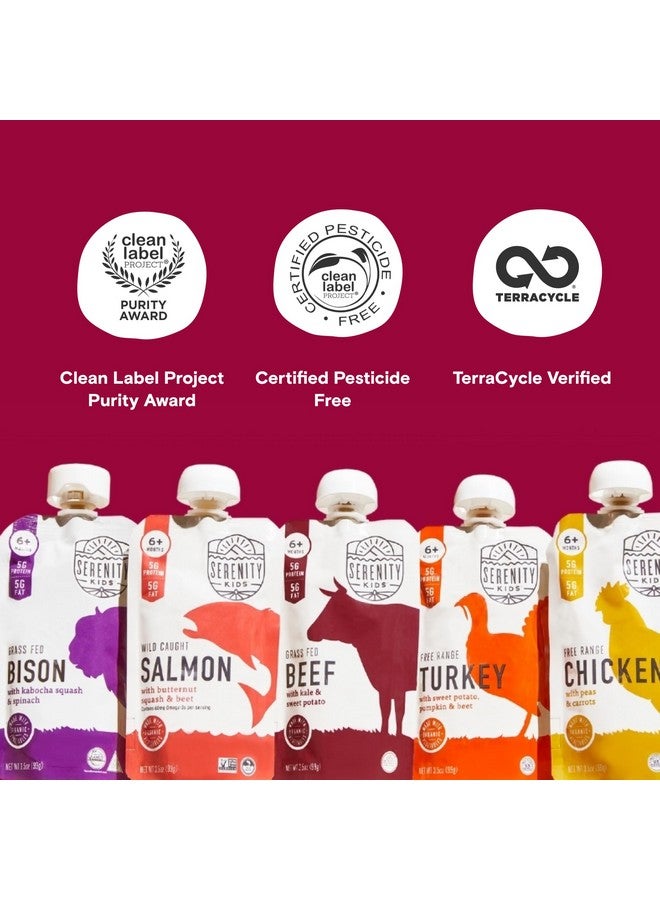 Serenity Kids 6+ Months Ethically Sourced Meat 18 count Baby Food Puree Pouch Variety Pack - No Sugary Fruits or Added Sugar - 3.5 Oz BPA & Allergen Free Pouch- Baby Puree Variety Pack - Image 3