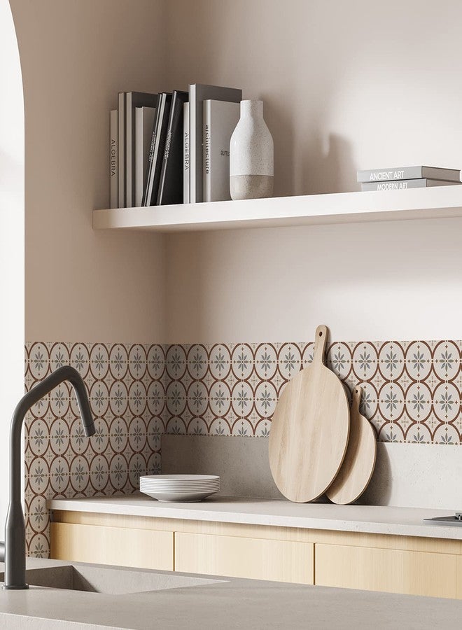 ملصقات بلاط حائط غير لامعة بتصميم زهور عتيقة من Alwayspon، قابلة للتقشير واللصق، ذاتية اللصق من الفينيل للمطبخ والحمام، 15×15 سم/6×6 بوصة، لون رمادي T086 - Image 2