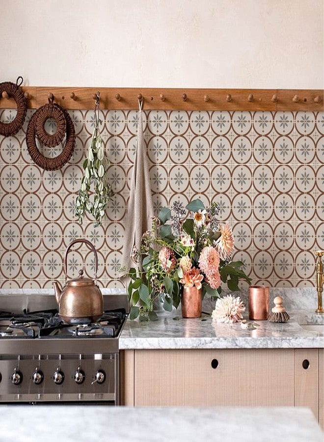 ملصقات بلاط حائط غير لامعة بتصميم زهور عتيقة من Alwayspon، قابلة للتقشير واللصق، ذاتية اللصق من الفينيل للمطبخ والحمام، 15×15 سم/6×6 بوصة، لون رمادي T086 - Image 1