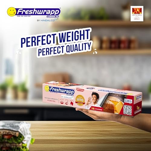 Freshwrapp Hindalco Freshwrapp International Aluminium Foil 1 Kilo Gram Net, 18 microns |Food Packing, Wrapping , Storing , Serving and Cooking (Baking , Grilling , Roasting, Freezing) - Image 2
