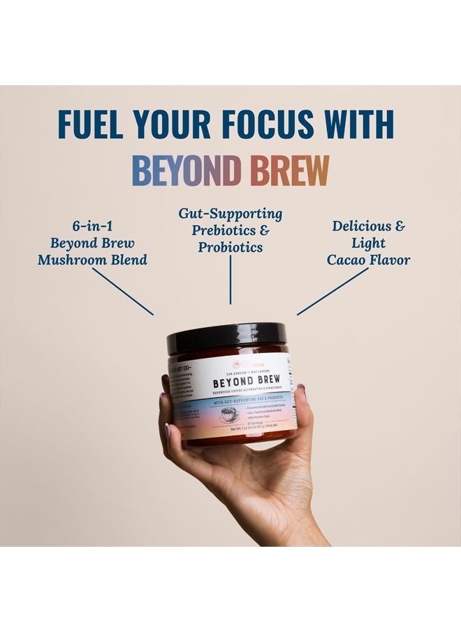 Live Conscious - Beyond Brew Mushroom Superfood Coffee | Mushroom Coffee Alternative Low Caffeine | Healthy Coffee Substitute | W/ Prebiotics & Probiotics | By Live Conscious | 30 Servings Net Wt. 7 oz (0.4 lb/201g) - Image 1