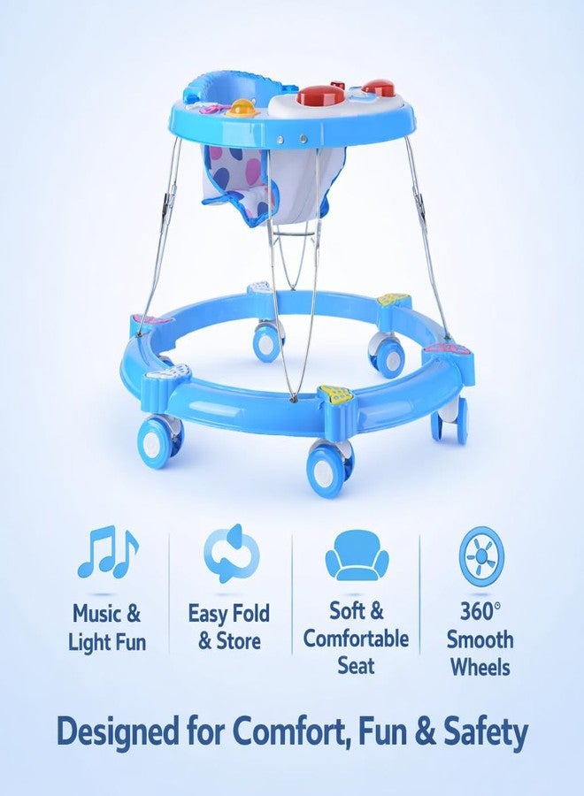 Maanit Walker with Foldable,Cushion Seat | Activity Walker for Baby with Musical Toy Bar | Walker Boys and Girls (Blue) - Image 2