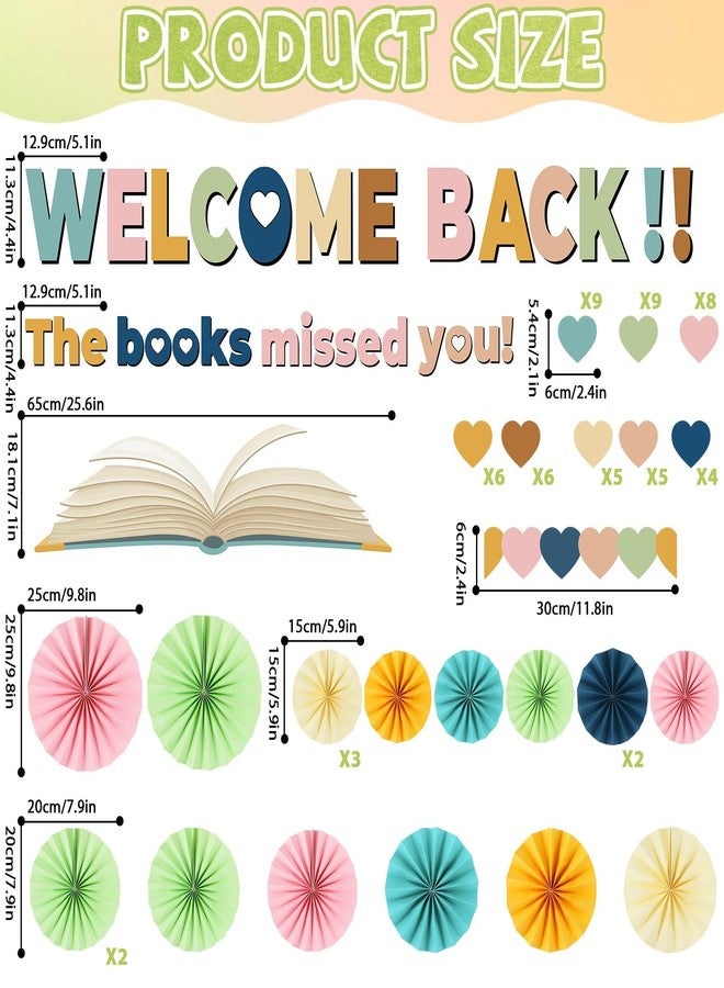 CHUNNIN 3D Heart Reading Bulletin Board Set Boho Heart Cutout Boho Cutouts Paper Fans Welcome Back The Book Missed You Craft Reading Bulletin Board Decorations for School Library Home Wall Decor Supplies - Image 2