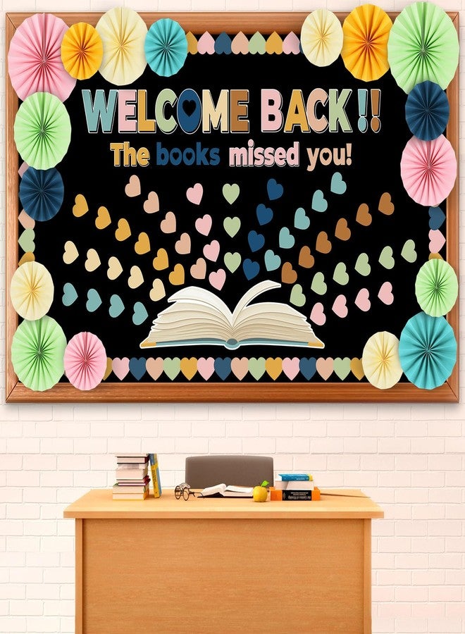 CHUNNIN 3D Heart Reading Bulletin Board Set Boho Heart Cutout Boho Cutouts Paper Fans Welcome Back The Book Missed You Craft Reading Bulletin Board Decorations for School Library Home Wall Decor Supplies - Image 1