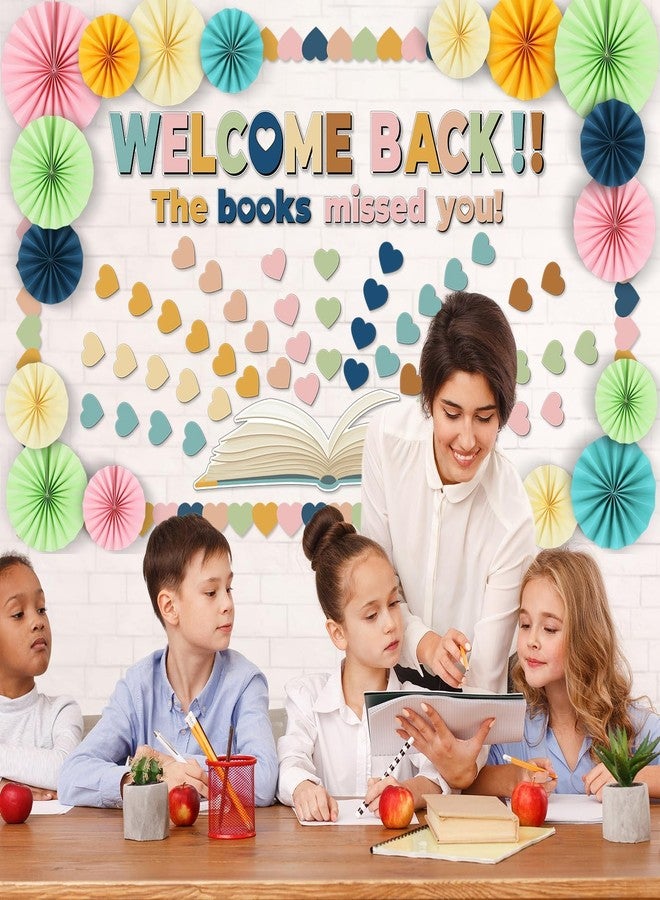 CHUNNIN 3D Heart Reading Bulletin Board Set Boho Heart Cutout Boho Cutouts Paper Fans Welcome Back The Book Missed You Craft Reading Bulletin Board Decorations for School Library Home Wall Decor Supplies - Image 5