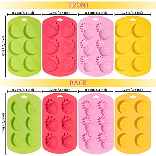 Whaline 4 Pack Fruit Shaped Silicone Mold Pineapple Lemon Watermelon Strawberry Chocolate Candy Baking Mould 3D Summer Fruit Ice Mold for DIY Jelly Fondant Soap Gummy Cake Cupcake Topper Decoration - Image 2