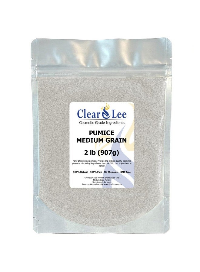 Cosmetic Grade Pumice - 100% Pure Natural Grain/Powder - Great For Skin Exfoliation In Diy Soaps, Masks, Scrubs For Face, Body, Foot (2Lb, Medium Grain)