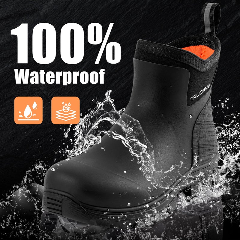 Trudave Men's Rain Boots Waterproof Garden Shoes, Ankle Rubber Work Boots, Camp Outdoor Snow Mud Boots for Farming, Hunting, Lawn Work, Size 10 - Image 2