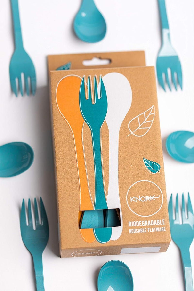 Knork Eco Plant Based 24 Pack Reusable Bamboo Flatware Set BLUE - Image 3