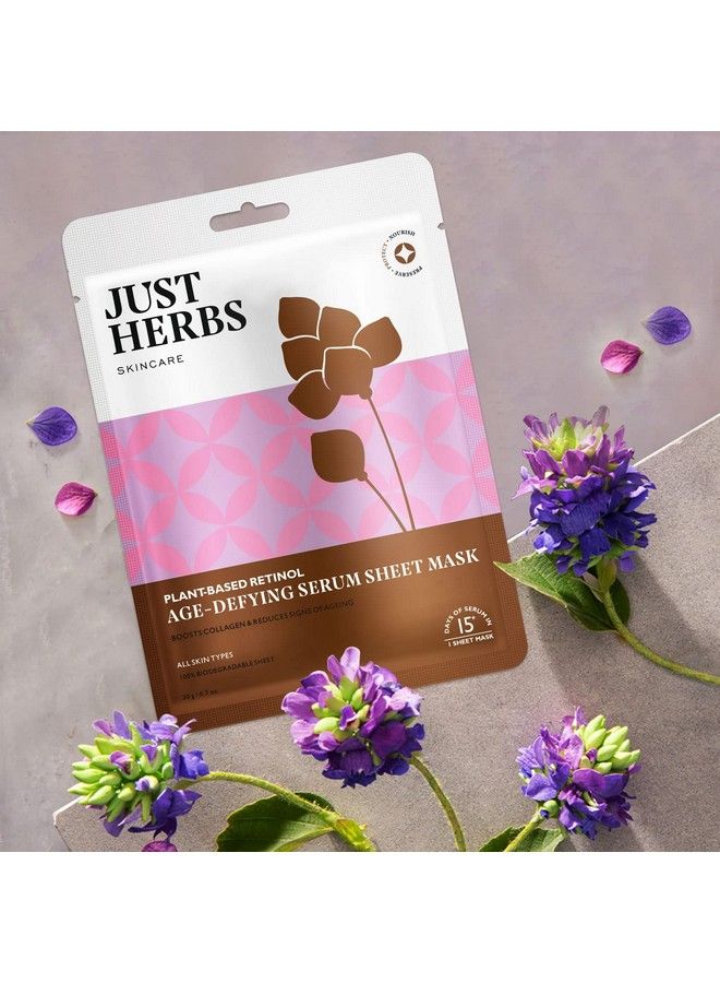 Just Herbs Sheet Mask Glowing Skin Serum Masks 20G (Plant Based Retinol) - Image 3